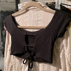 Xs black backless crop top